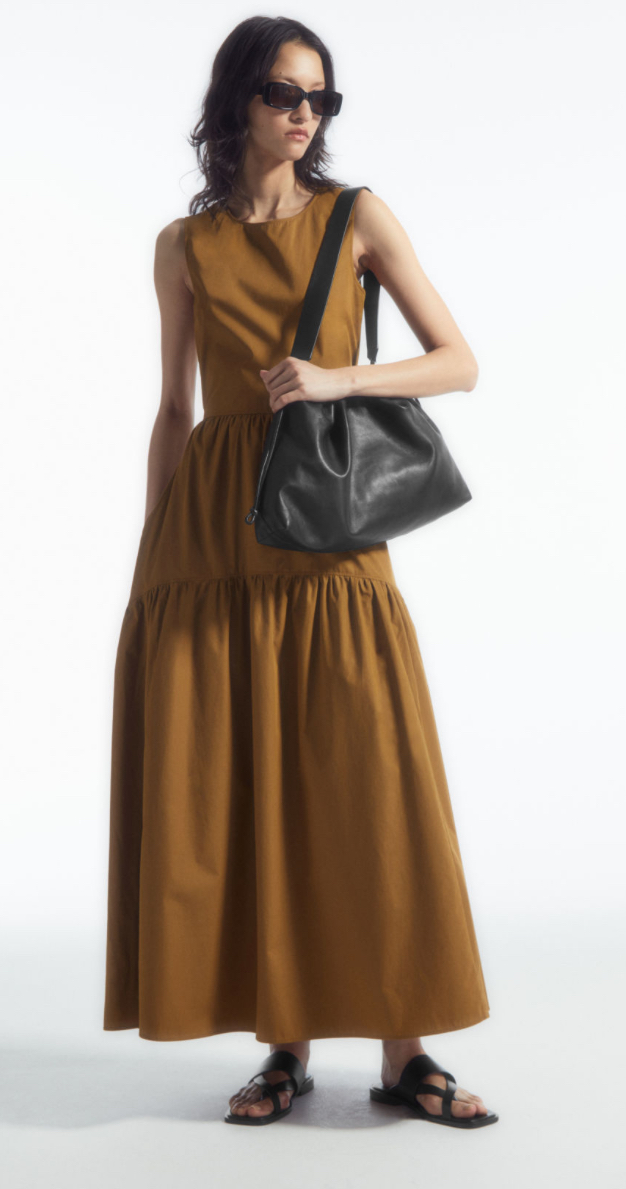 Open-back tiered midi dress