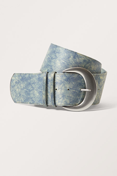 Wide Denim Printed Hip Belt