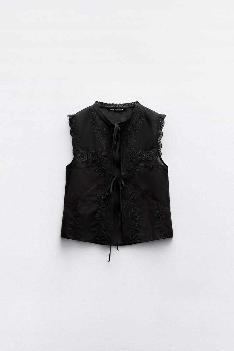 Zara — Embroidered Top With Ties