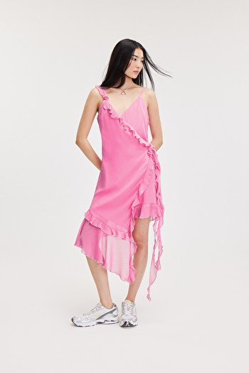 Monki — Asymmetric Ruffle Dress