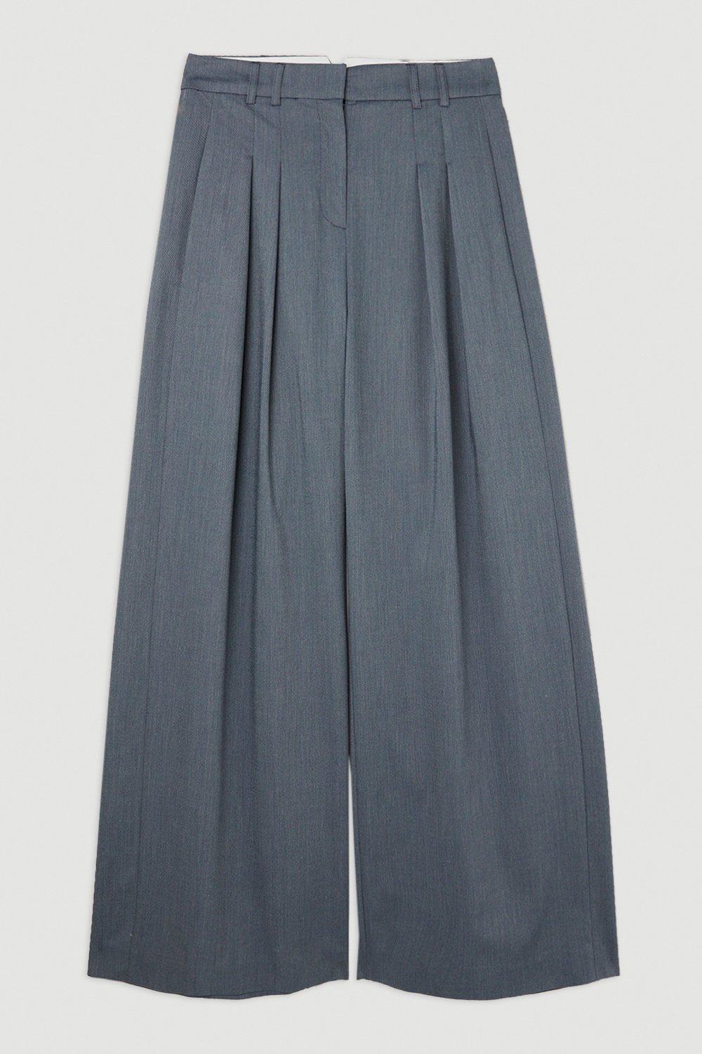 Tailored Pleated Wide Leg Trousers