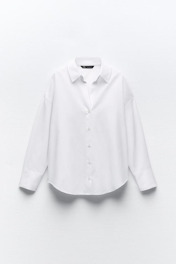 Zara — Cotton Blend Oxford Shirt