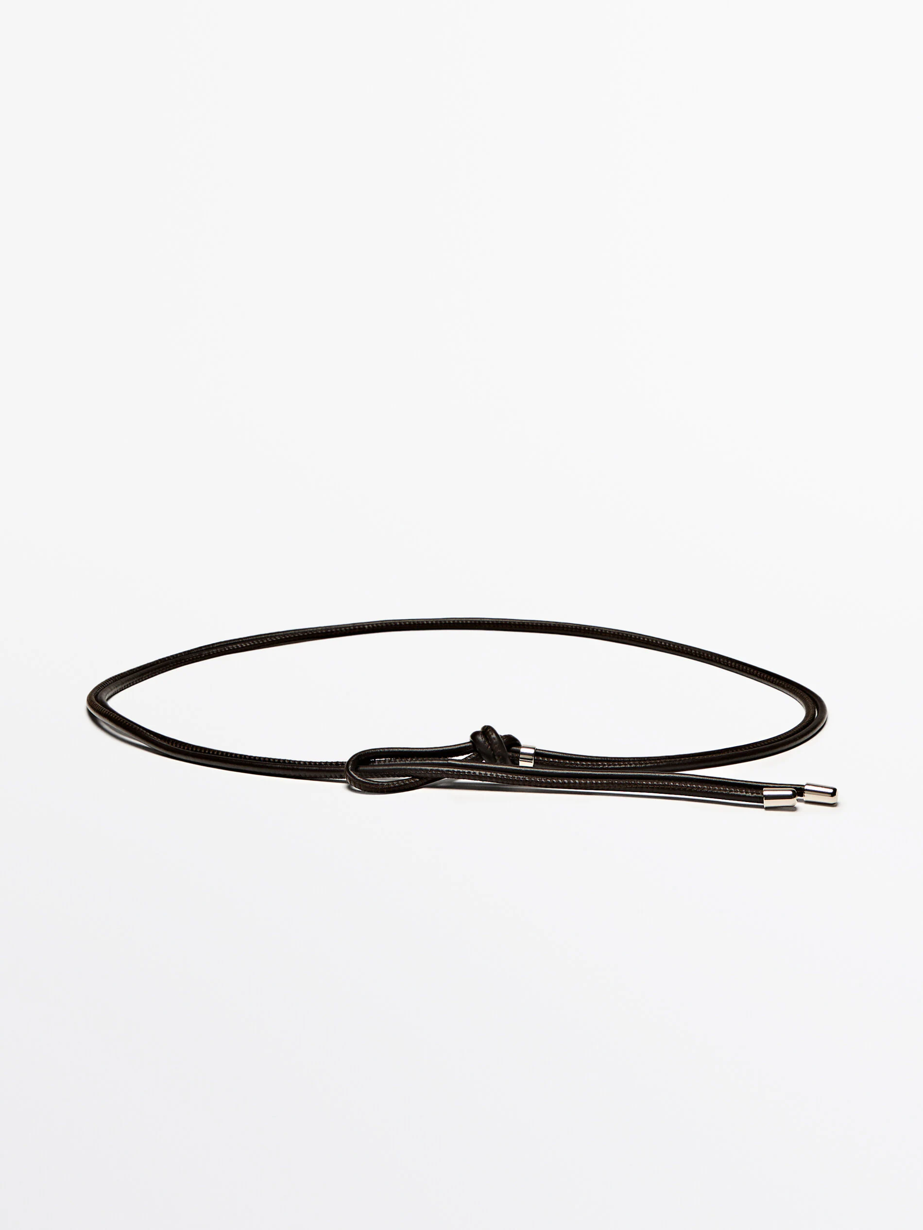Massimo Dutti — Nappa Leather Belt With Knot Detail