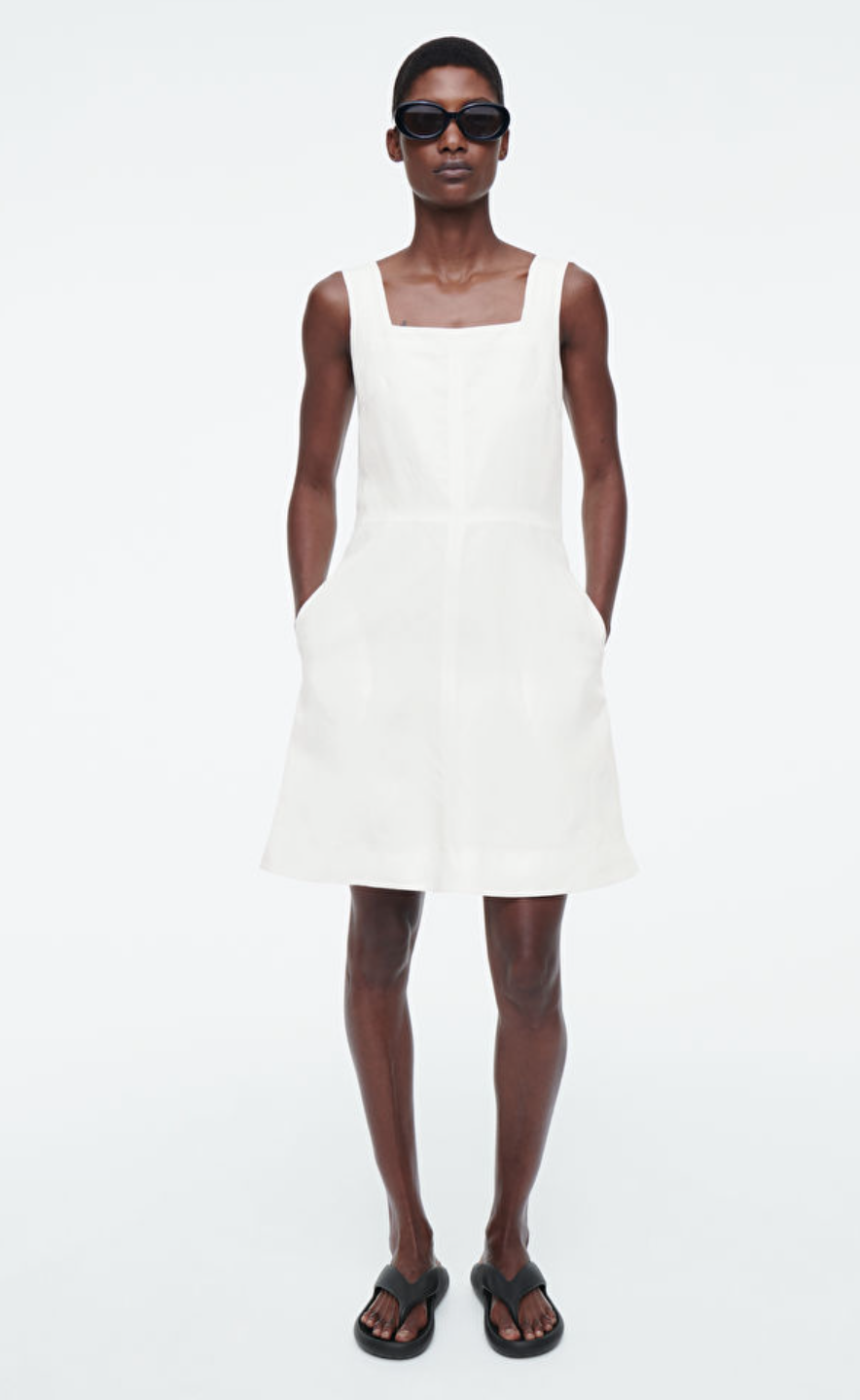 Square Neck Mini Pinafore Dress