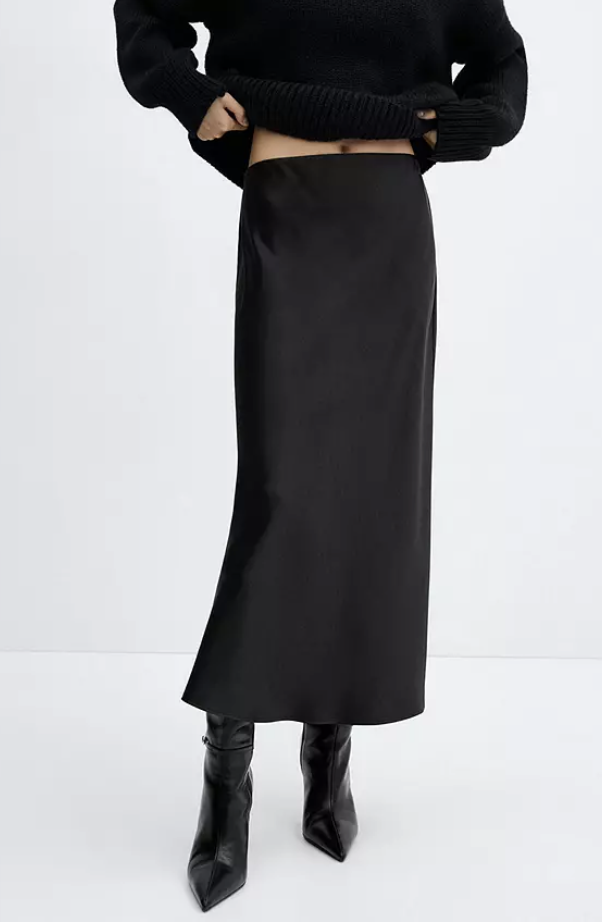Satin Slip Midi Skirt