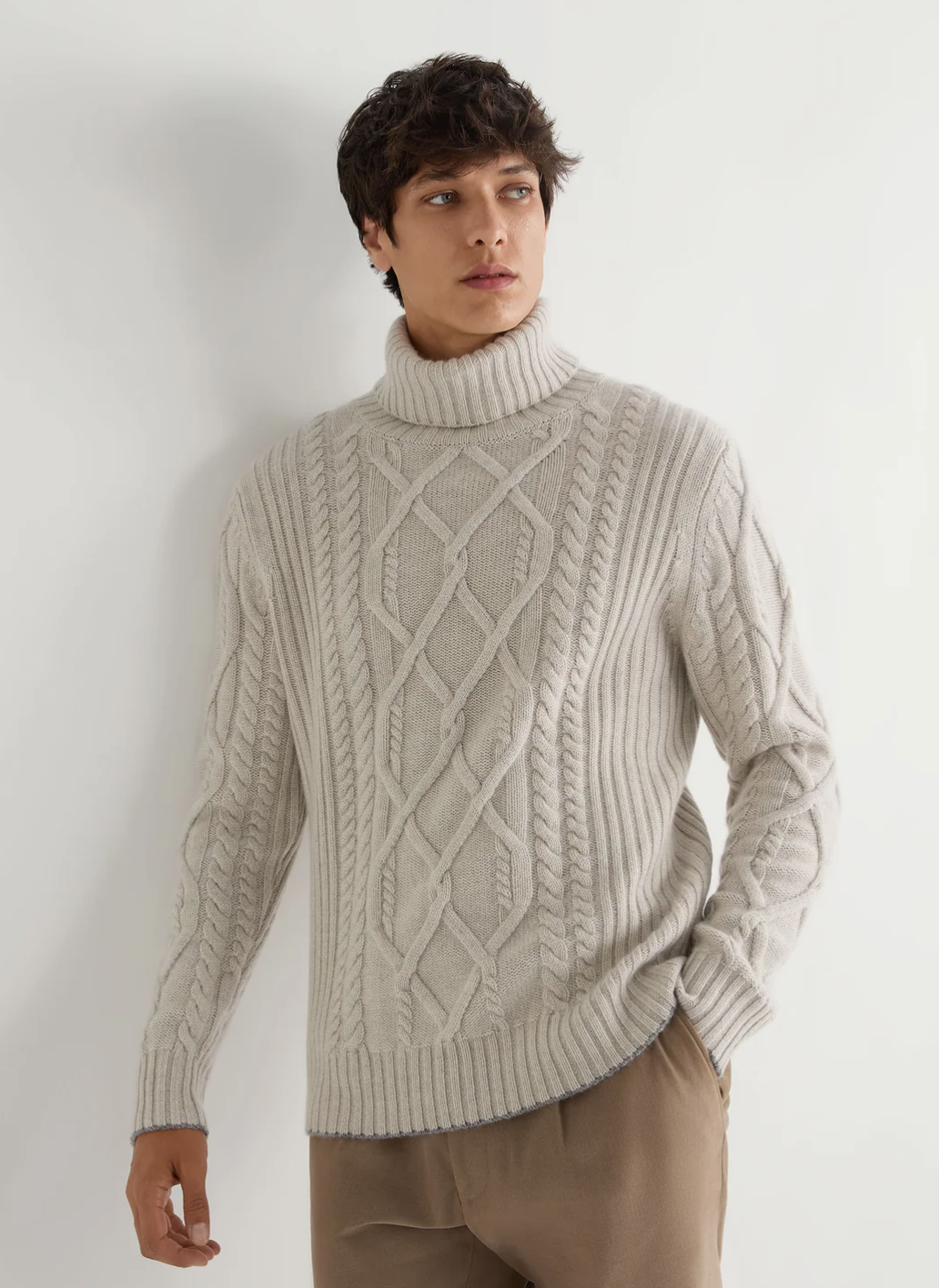 N.Peal — Men's Cable Rollneck Cashmere Jumper 