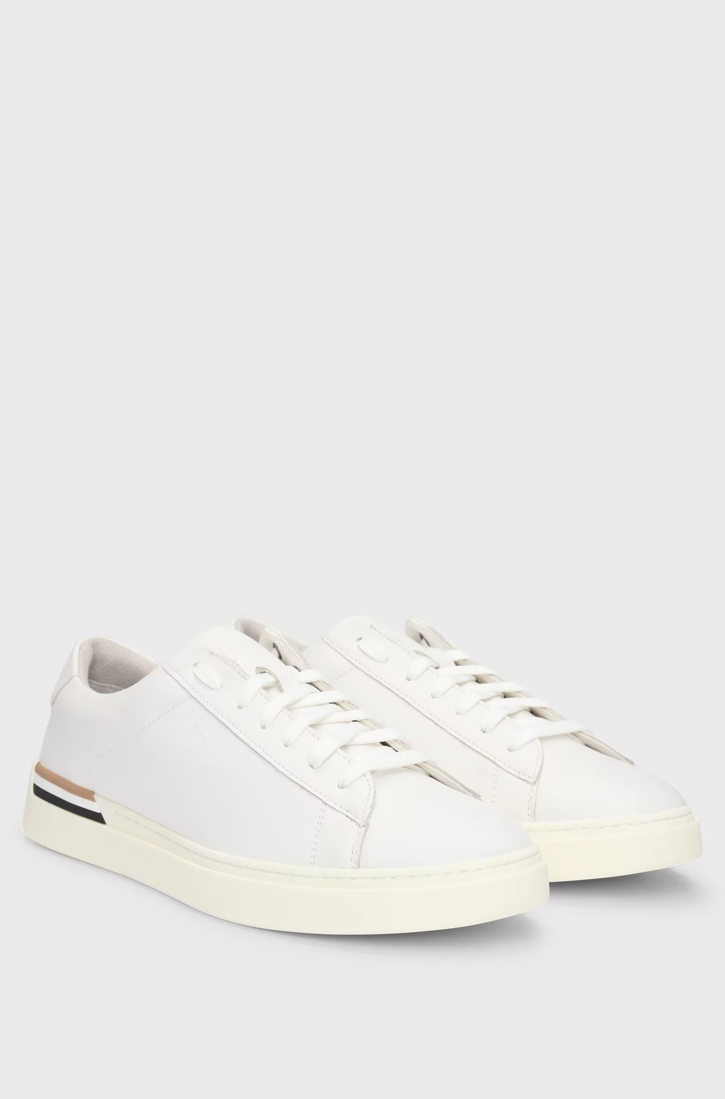 Leather Cupsole Trainers With Signature Stripe And Logo