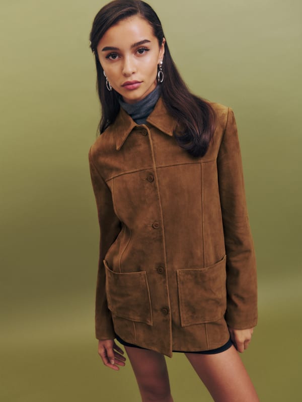 Reformation — Veda Lincoln Suede Shirt Jacket