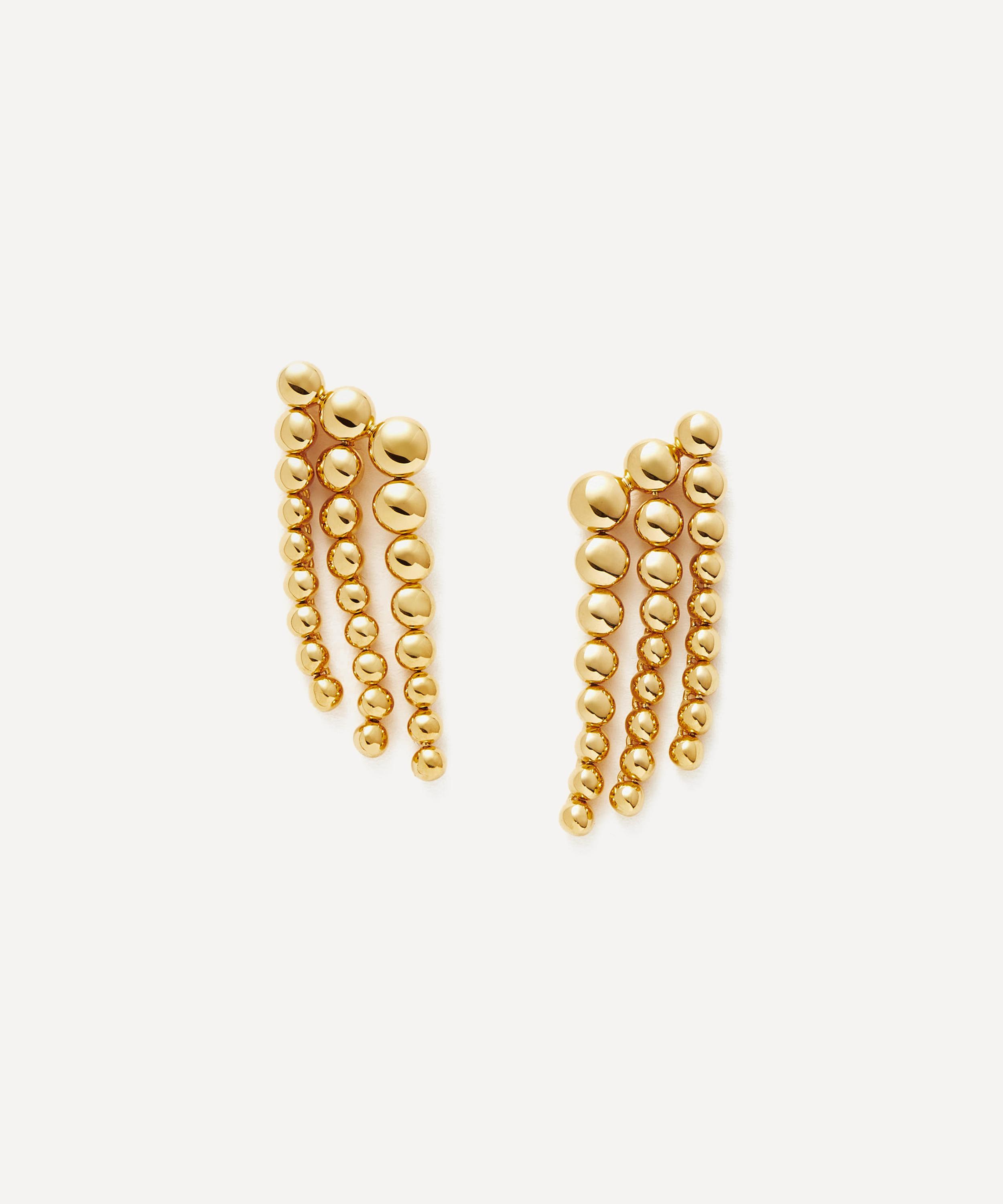 18ct Gold-Plated Vermeil Silver Articulated Beaded Waterfall Drop Earrings