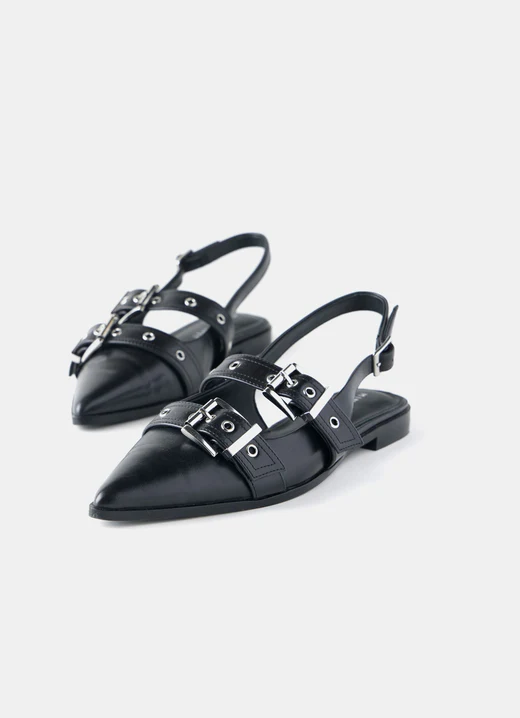 Leather Buckle Flats 