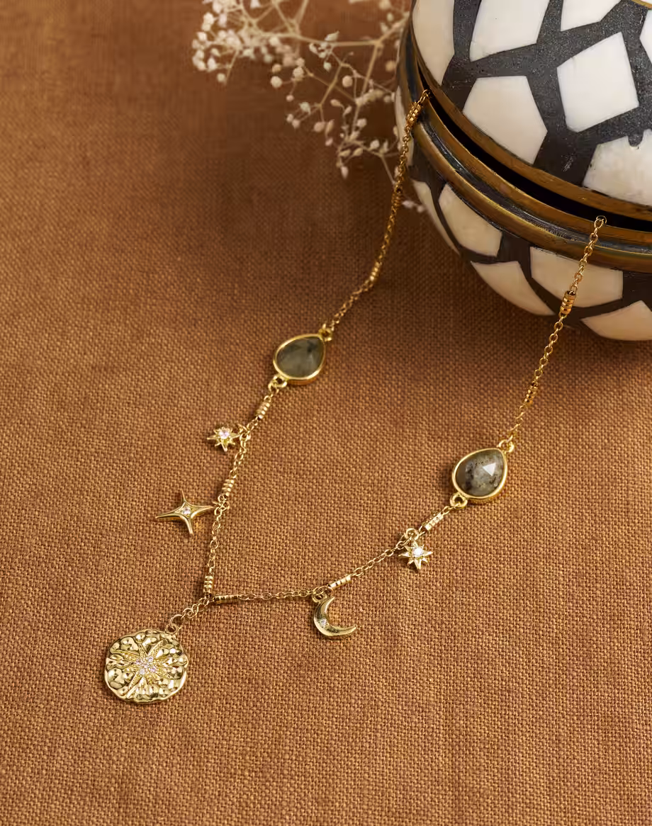 Brora — Labradorite & Charm Necklace