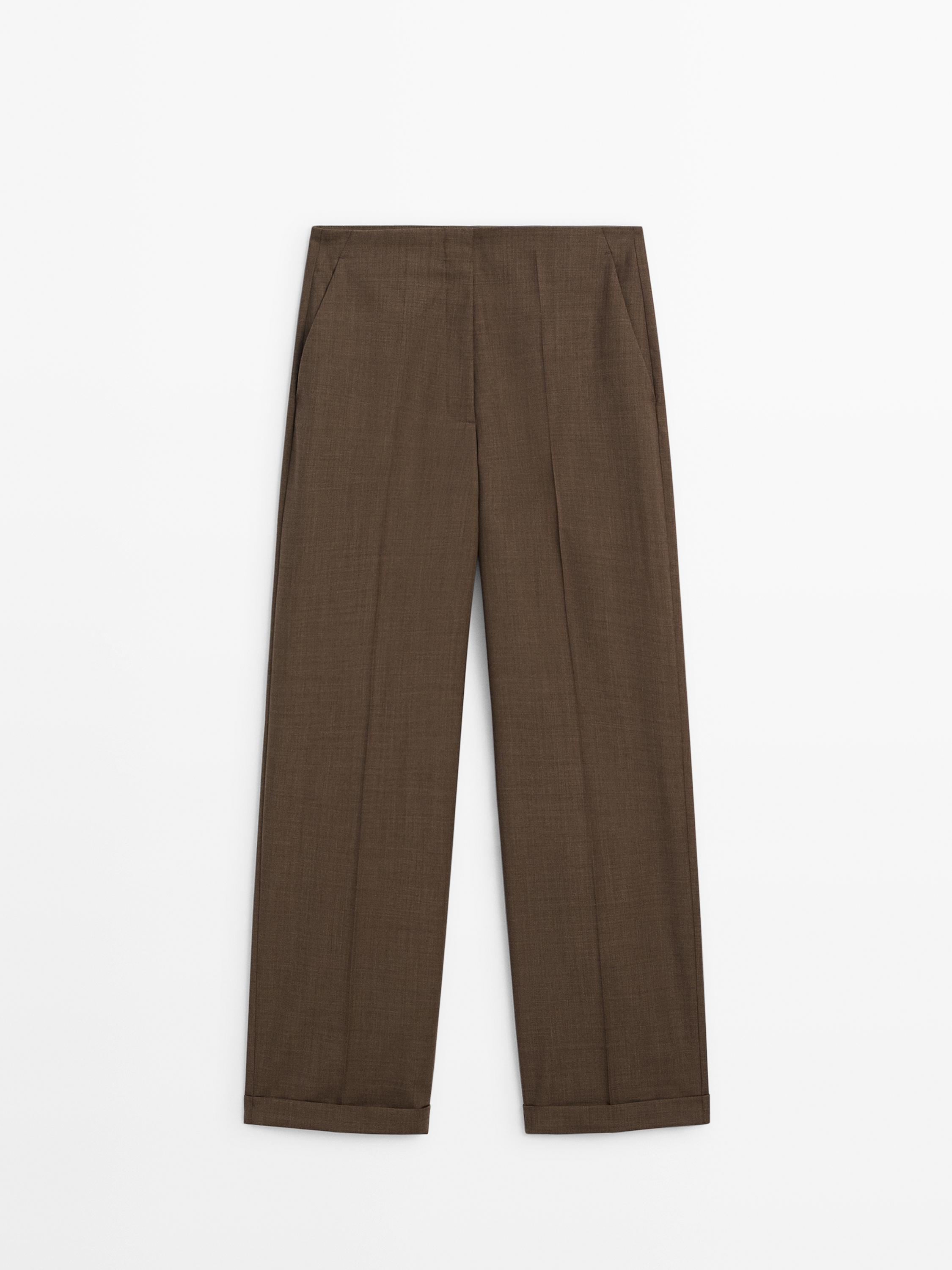 Massimo Dutti — Straight Leg 100% Wool Trousers