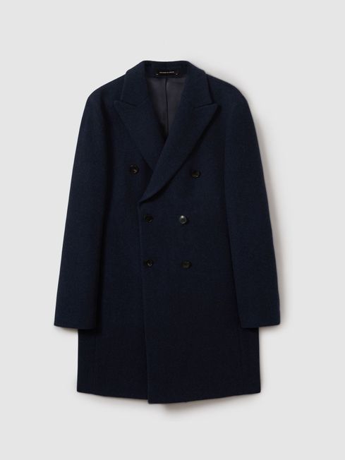 Wool Blend Herringbone Twill Overcoat 