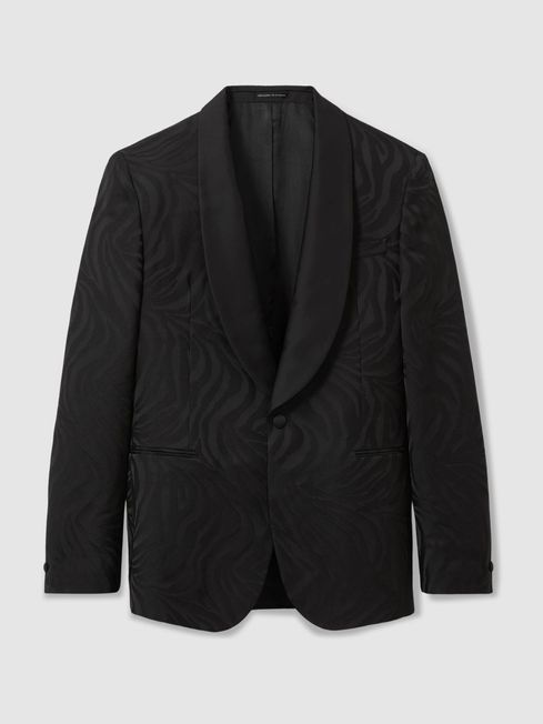 Reiss — Wool-Blend Jacquard Tuxedo Jacket