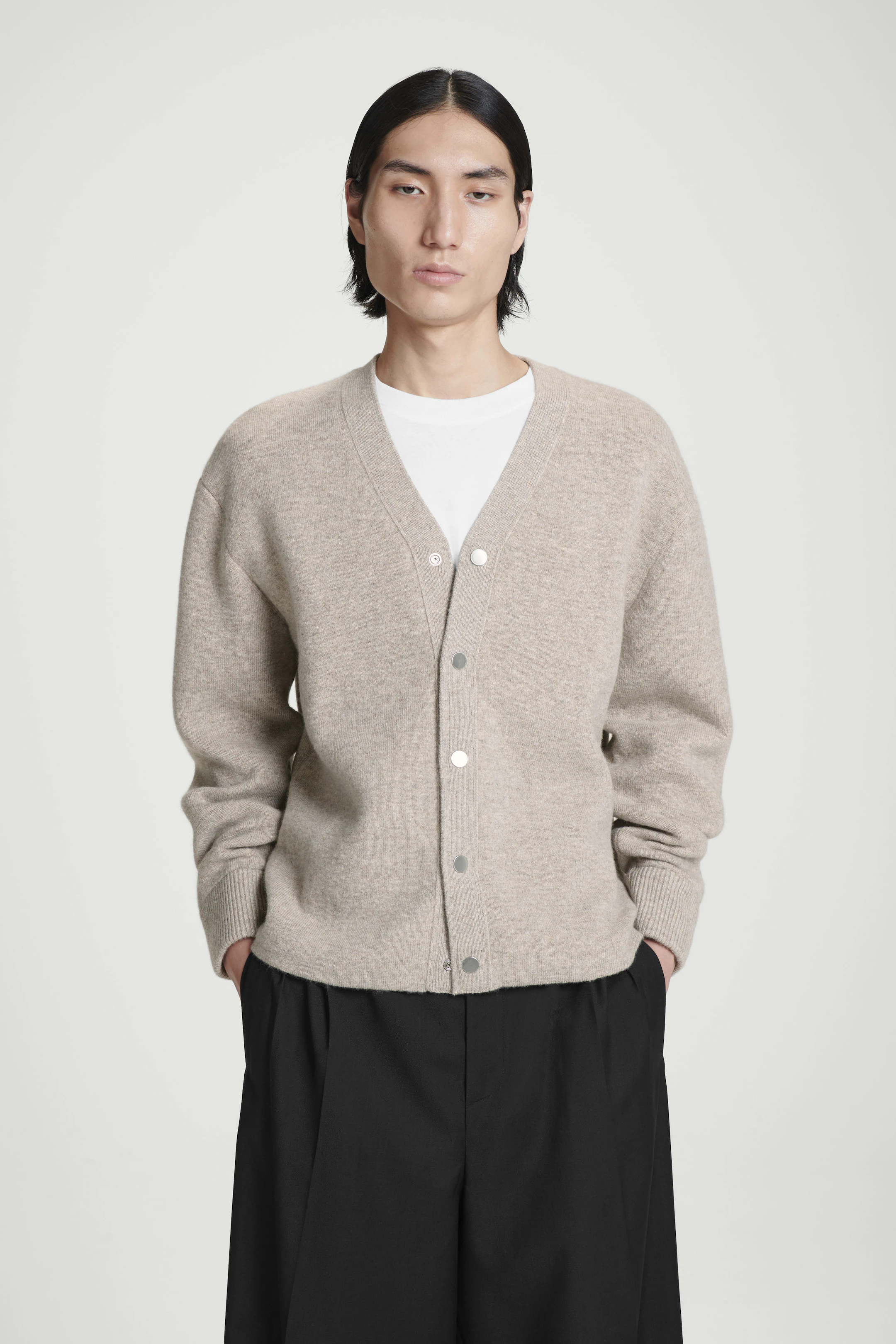 Cos — Double-Faced Wool V-Neck Cardigan 