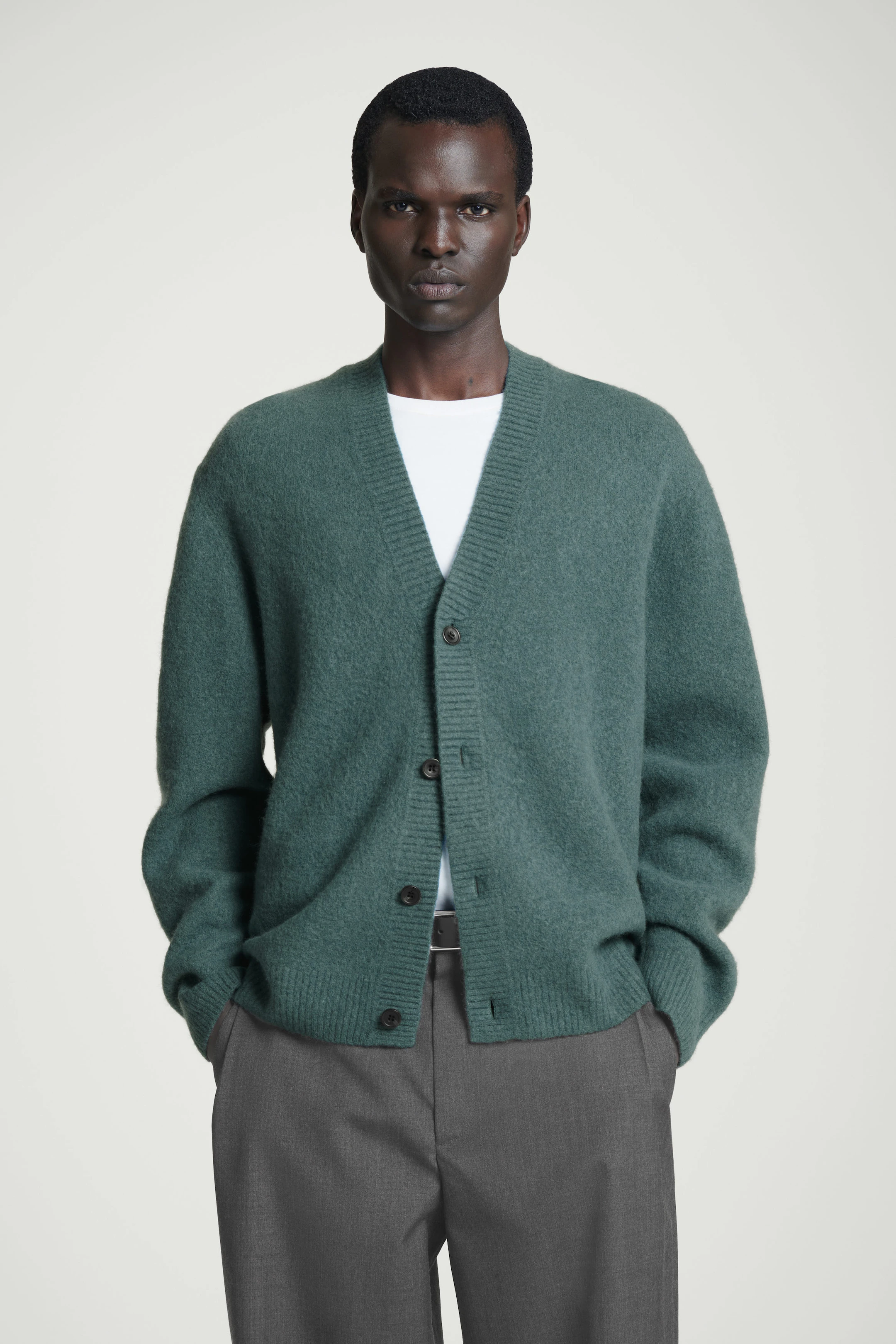 COS — BRUSHED WOOL V NECK CARDIGAN