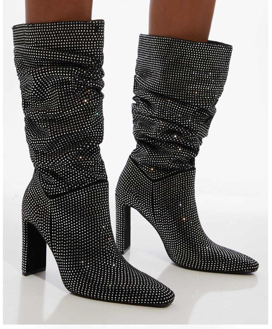 All Over Hot Fix Slouchy Heeled Boot