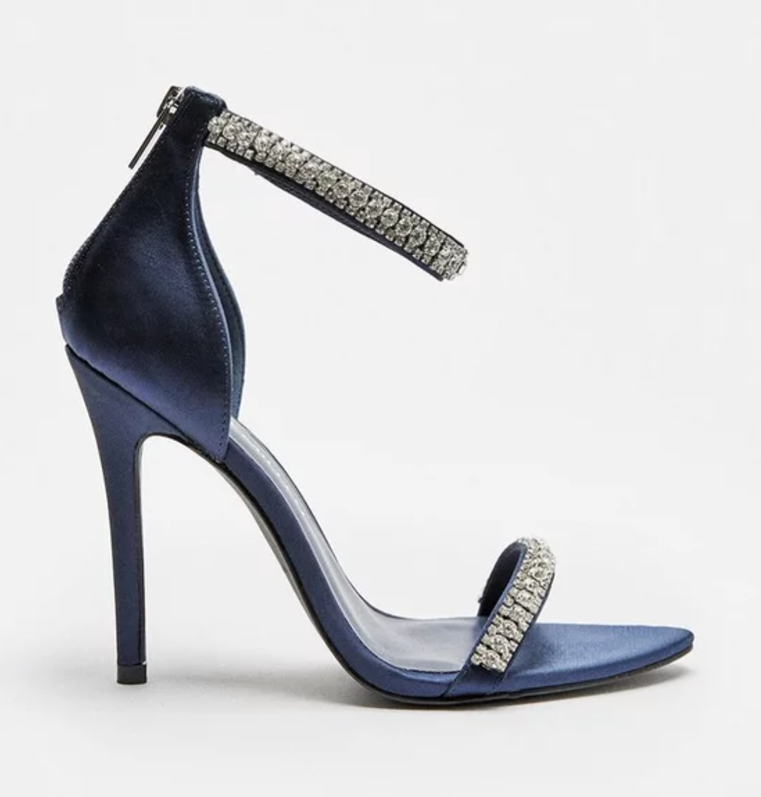 Metallic Double Diamante Strap Stiletto Heel