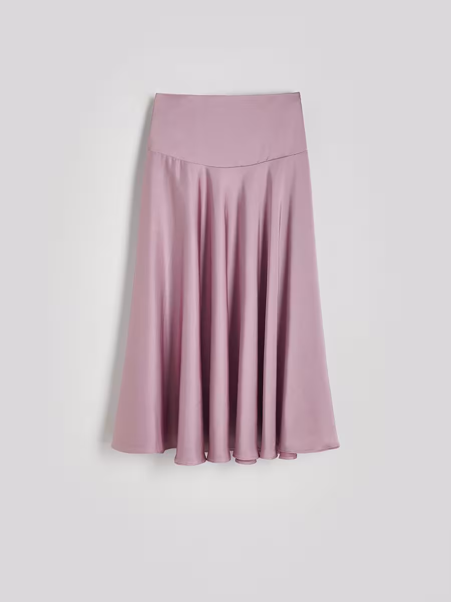 Satin Skirt With Wide Waistband