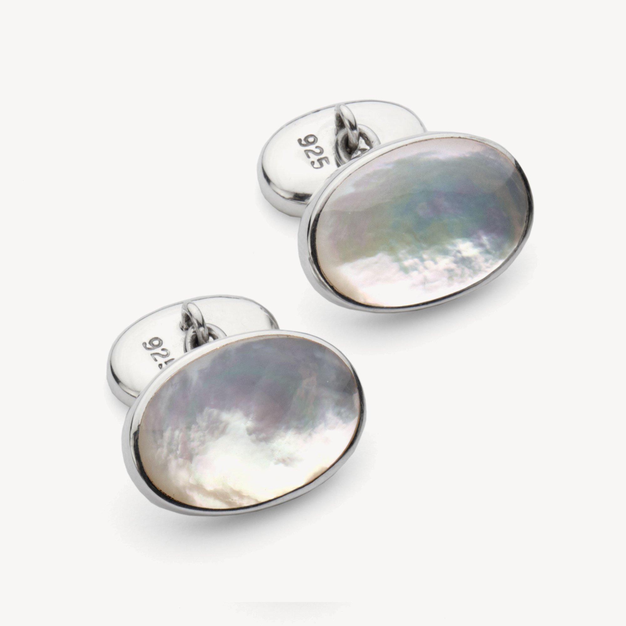 Aspinal of London  — Oval Sterling Cufflinks 