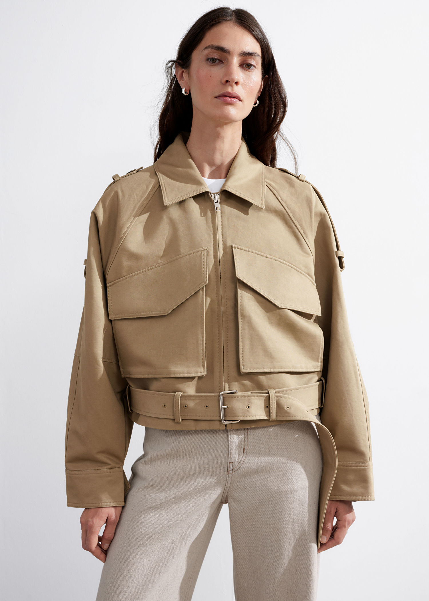 Belted Patch-Pocket Jacket