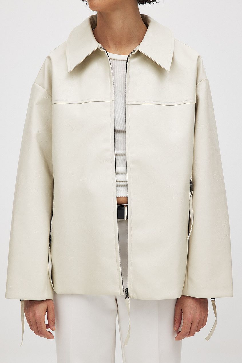 Zip Detail Shiny Pu Jacket