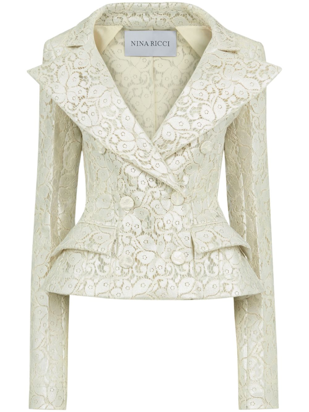 Guipure-Lace Peplum-Waist Blazer