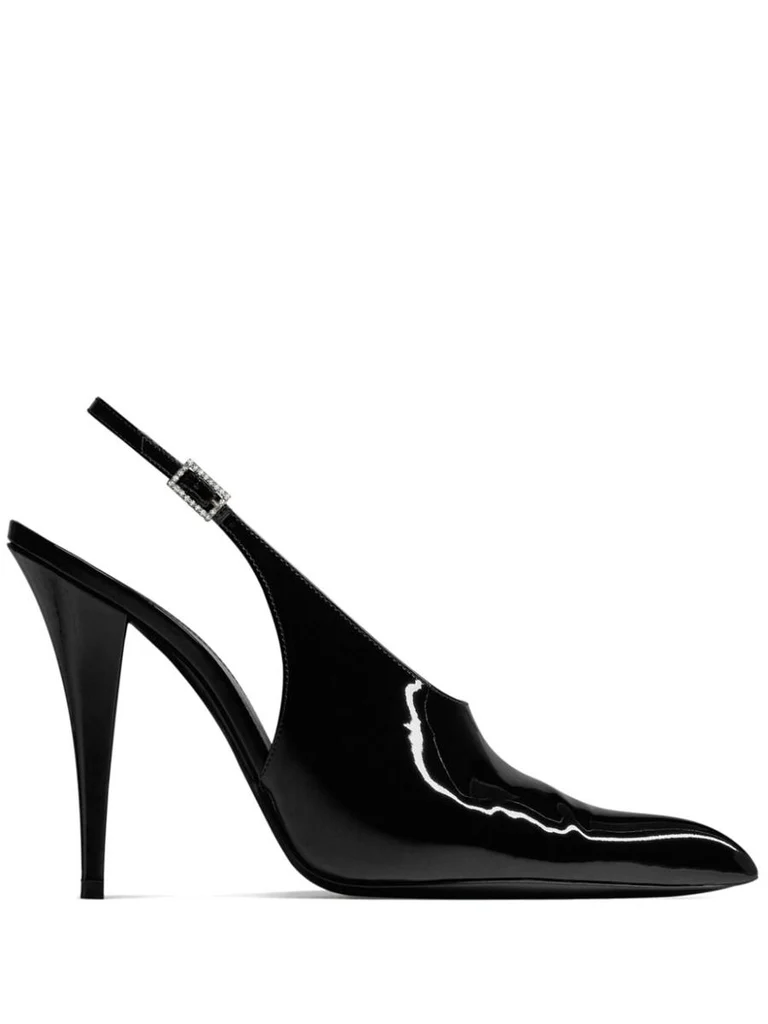 Saint Laurent Nico Patent Leather Slingback Pumps