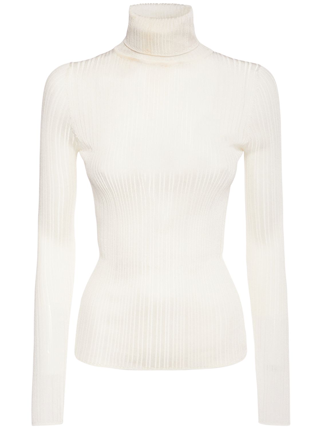 Rib Knit Viscose Turtleneck