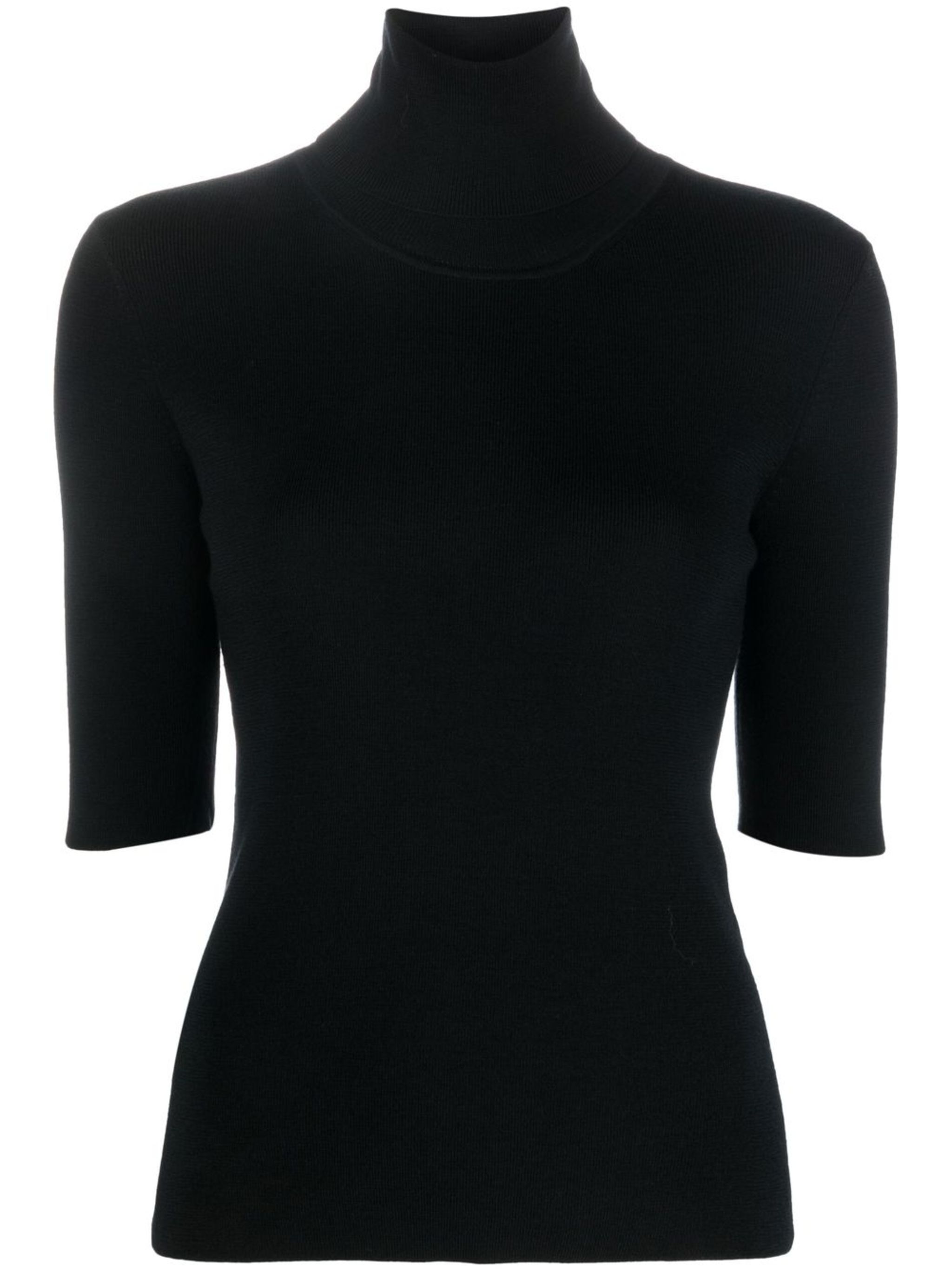 Roll-Neck Fine-Knit Top