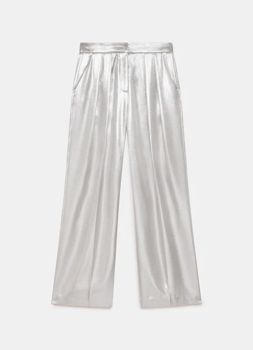 Metallic Wide Leg Trousers 