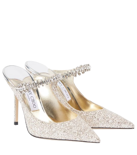 Jimmy Choo — Bing 100 Embellished Glitter Mules
