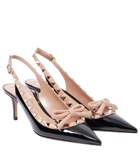 Valentino Garavani — Rockstud Bow 60 Leather Slingback Pumps
