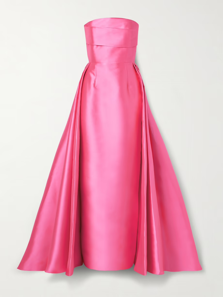Solace London — Tiffany Strapless Pleated Satin Twill Gown