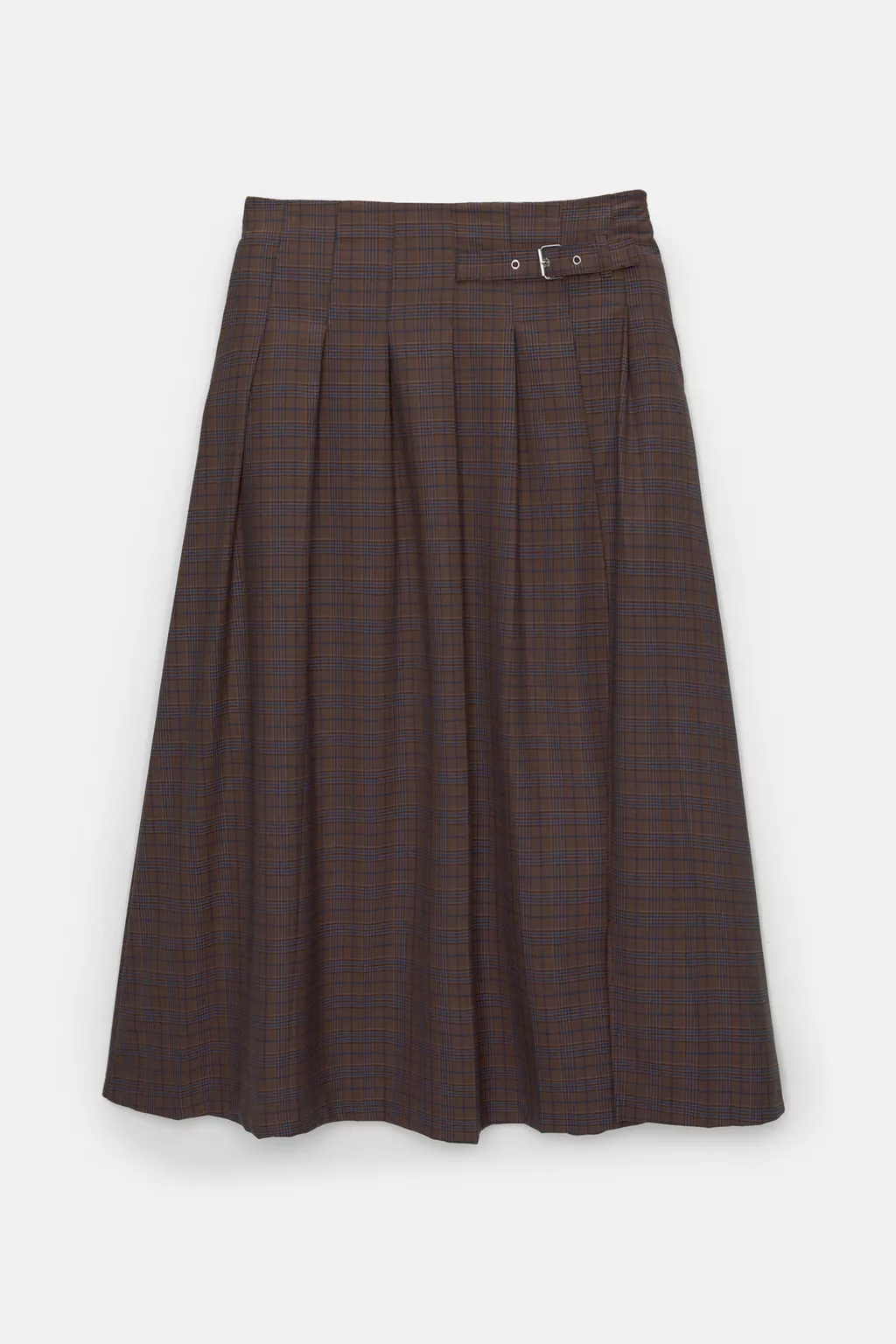 Midi Skirt With Box Pleats And Slit