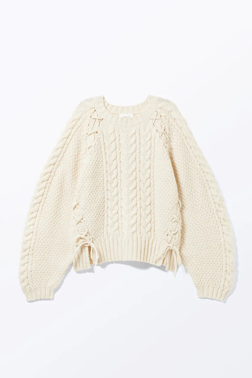 Monki — able-Knit Lace-up Sweater