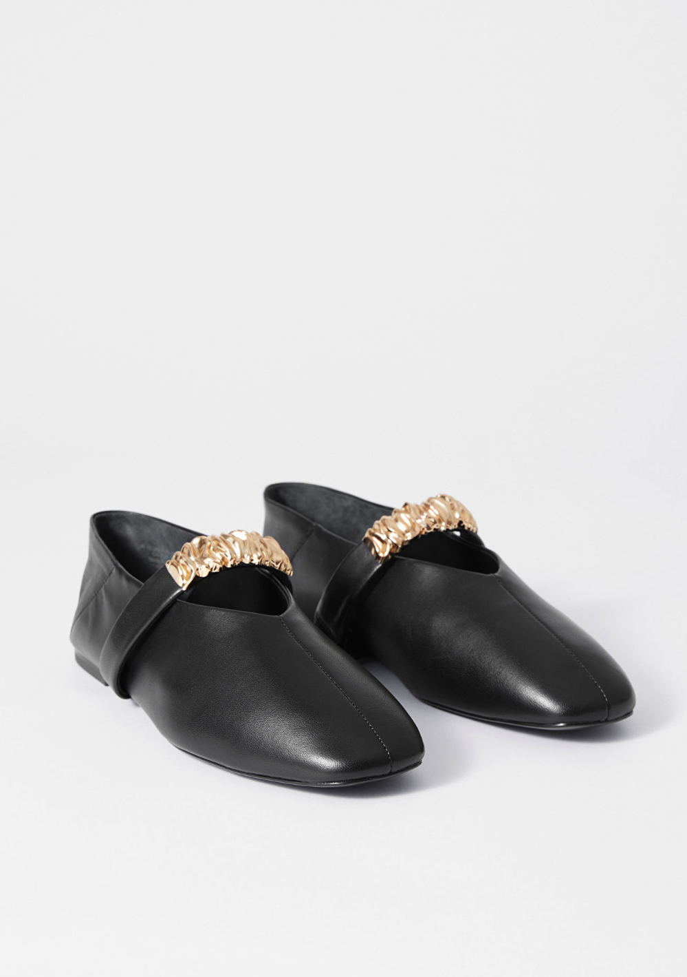 Embellished Leather Ballet Flats