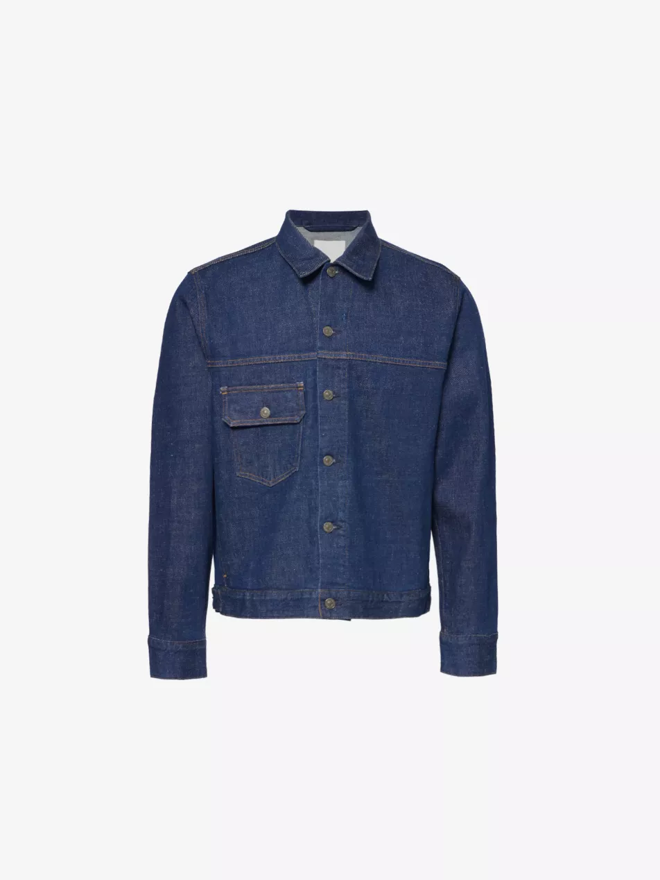 Boxy Fit Patch Pocket Stretch Denim Jacket