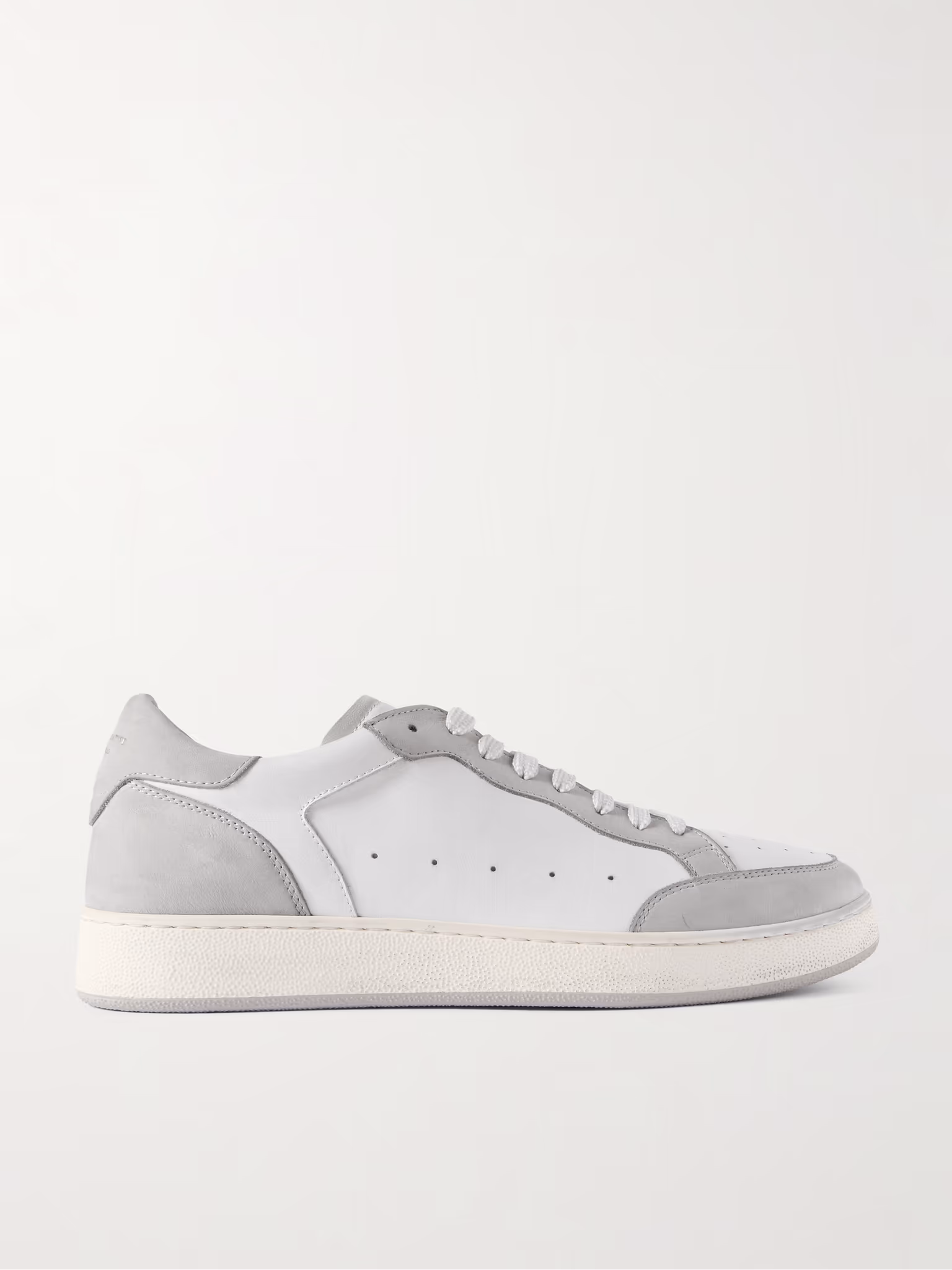 Distressed Suede Trim Leather Sneakers